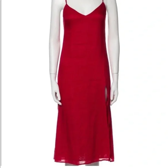 Reformation Dresses Reformation Red Linen Midi Dress Size